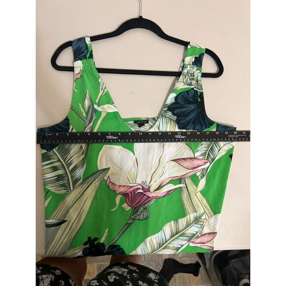 Ann Taylor Green Floral Watercolor Print Sleeveless Tank Top Sz L - Picture 8 of 8